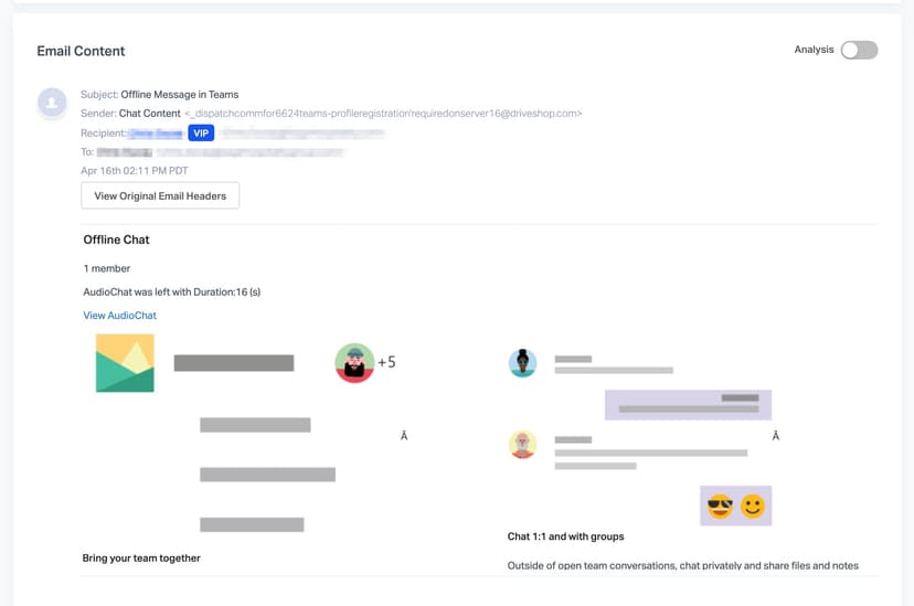 Fake Microsoft Teams notifications aim at stealing Office365 logins
