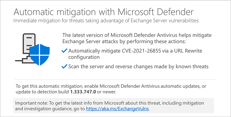 Microsoft Defender can now protect servers against ProxyLogon attacks