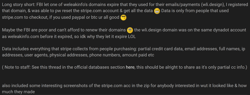 10,000+ WeLeakInfo customer records leaked