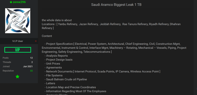 Threat actor claims to have stolen 1 TB of data belonging to Saudi Aramco