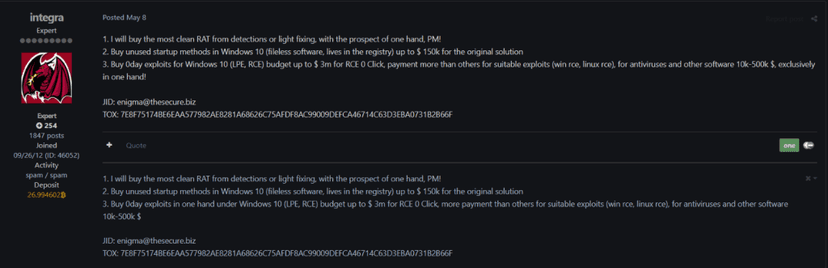 Hacker deposited $1M in a popular cybercrime marketplace to buy zero-day exploits
