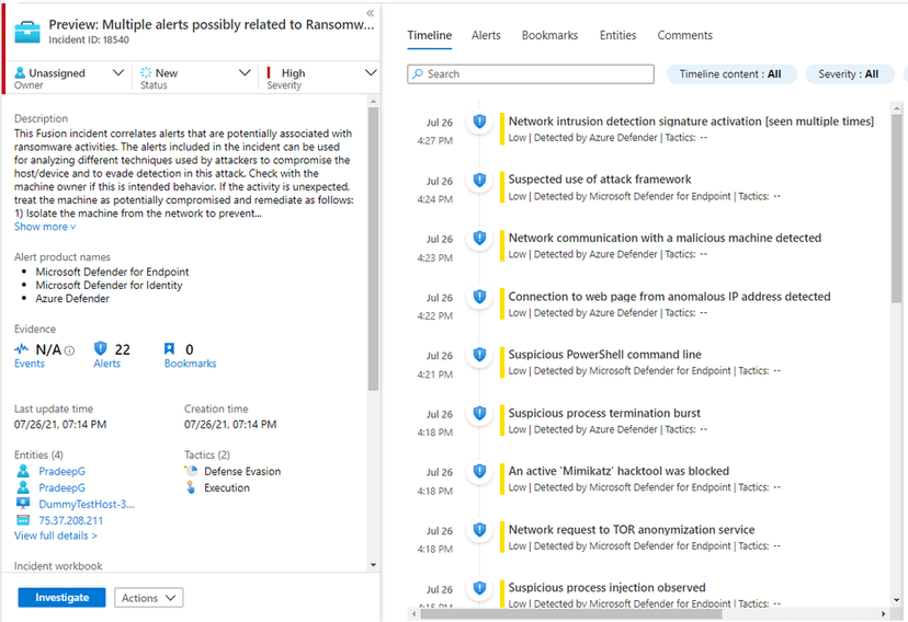 Microsoft Azure Sentinel uses Fusion ML to detect ransomware attacks