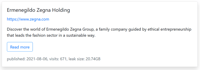 RansomEXX ransomware leaks files stolen from Italian luxury brand Zegna