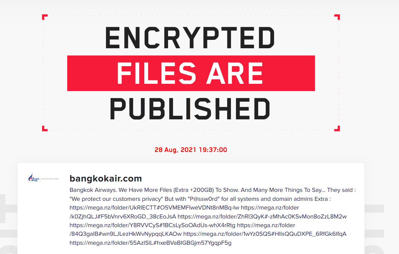 Bangkok airways LockBit ransomware