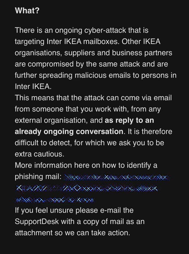 IKEA hit by a cyber attack that uses stolen internal reply-chain emails