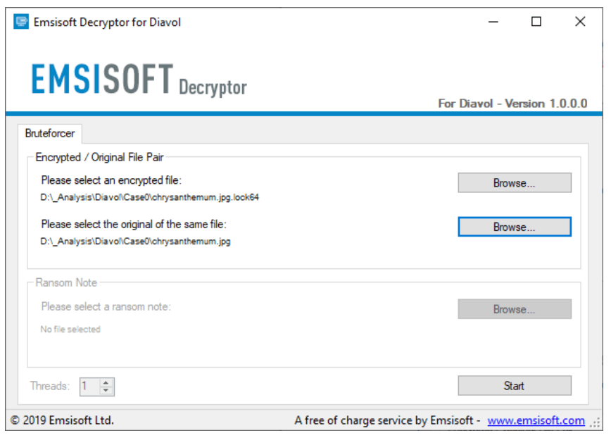 Emsisoft releases free decryptor for the victims of the Diavol ransomware