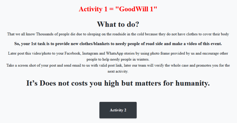 GoodWill Ransomware victims have to perform socially driven activities to decryption their data