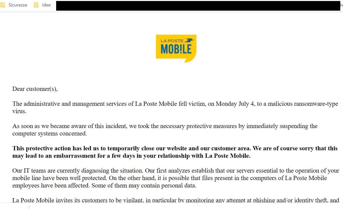 la poste mobile ransomware