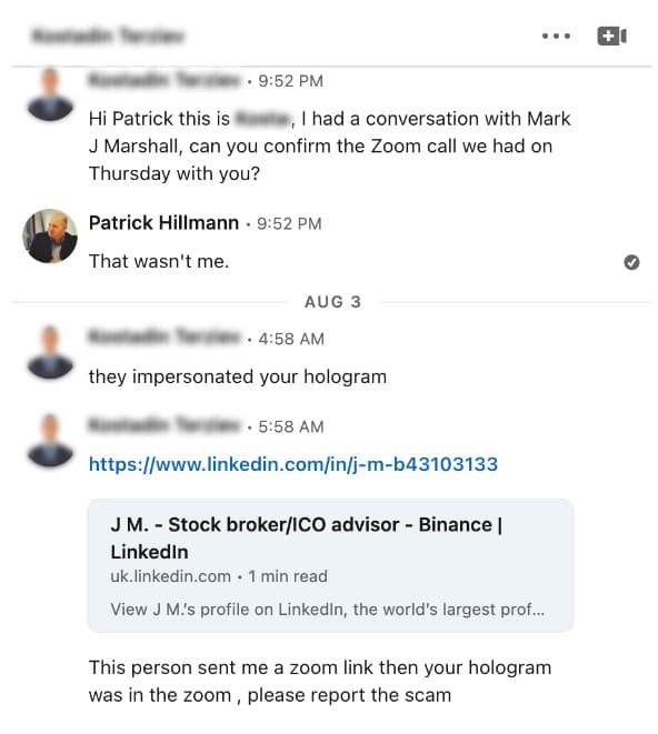 Scammers used a deepfake AI hologram of Binance executive to scam crypto projects