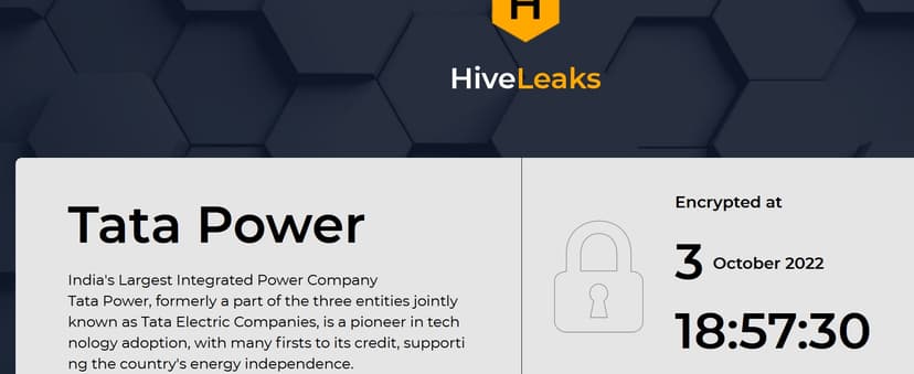 Hive ransomware gang starts leaking data allegedly stolen from Tata Power