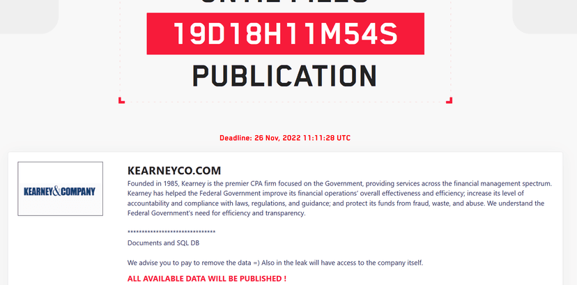 LockBit 3.0 gang claims to have stolen data from Kearney & Company