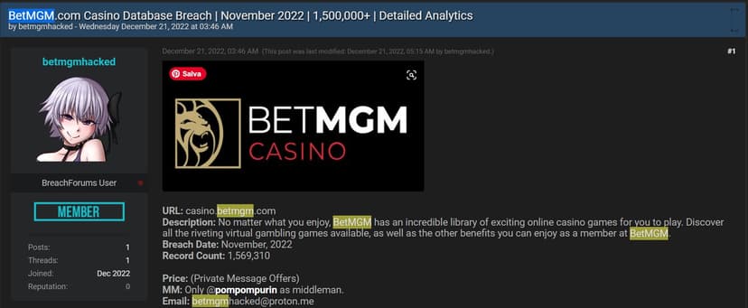 BetMGM discloses security breach impacting 1.5 Million customers