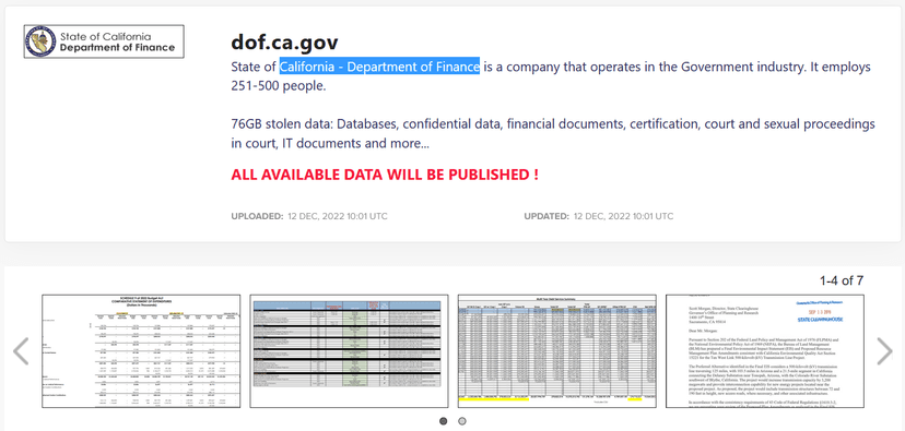 Lockbit ransomware gang hacked California Department of Finance
