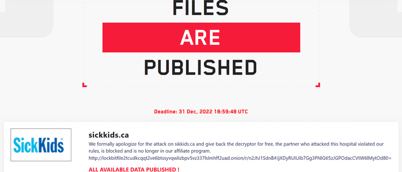Lockbit apologized for the attack on the SickKids pediatric hospital and releases a free decryptor