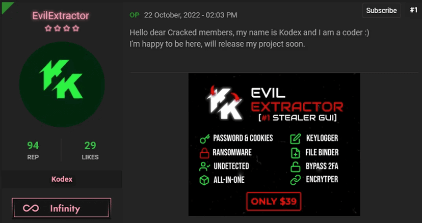 EvilExtractor, a new All-in-One info stealer appeared on the Dark Web