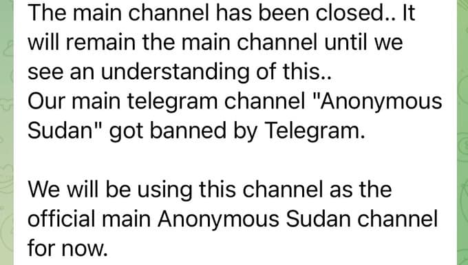 Telegram Block Anonymous Sudan