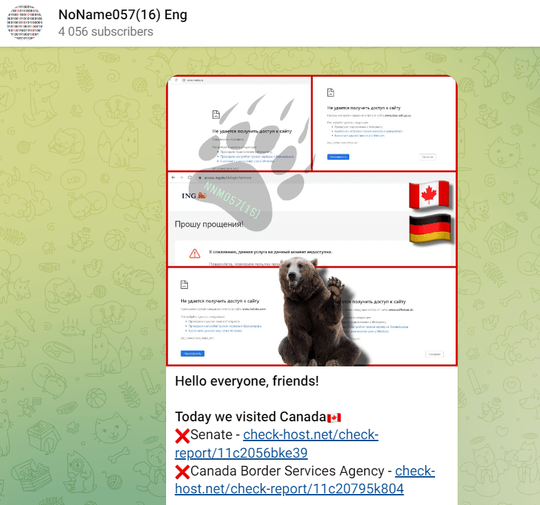 NoName DDoS Canada
