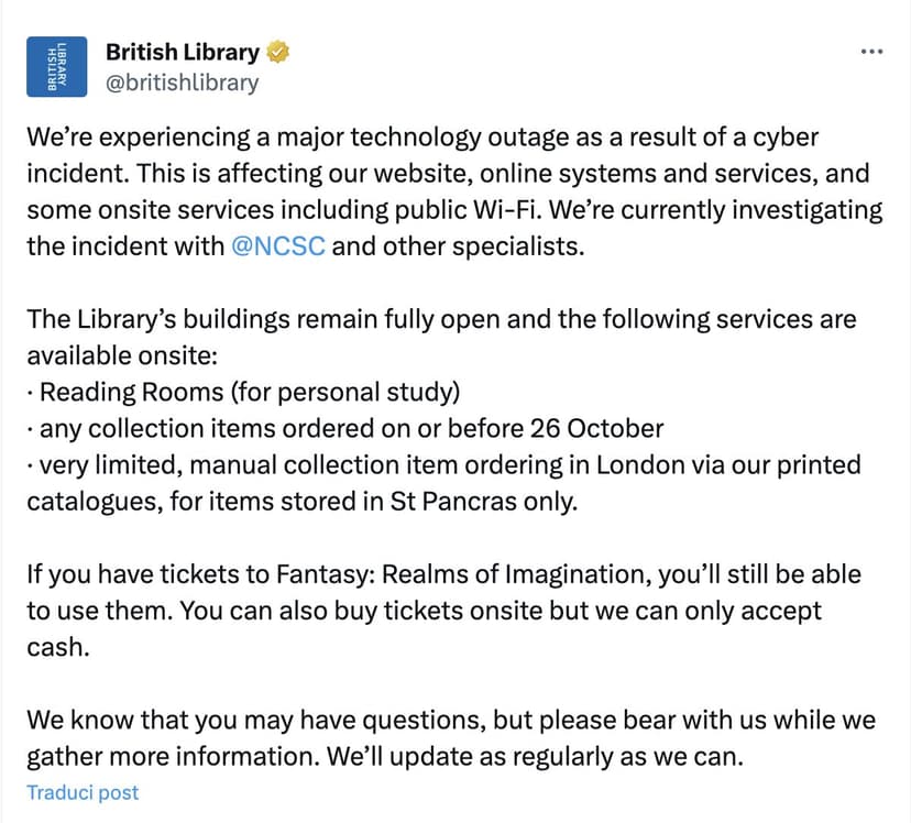 British Library suffers major outage due to cyberattack