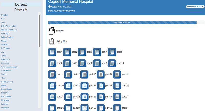 The Lorenz ransomware group hit Texas-based Cogdell Memorial Hospital