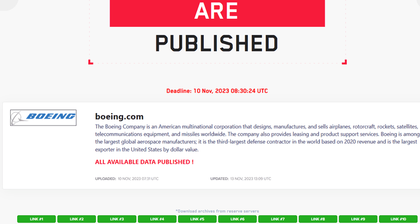 LockBit ransomware gang leaked data stolen from Boeing