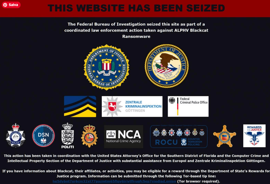 AlphV/Blackcat ransomware group leak site