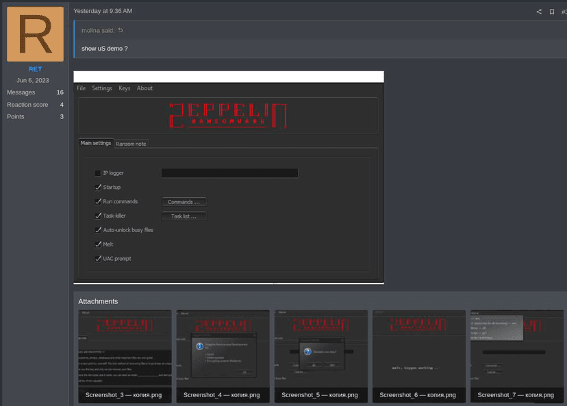 The source code of Zeppelin Ransomware sold on a hacking forum