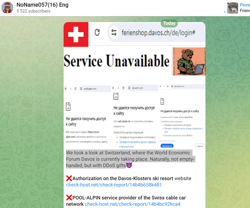 Pro-Russia group hit Swiss govt sites after Zelensky visit in Davos