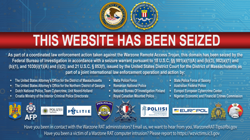 US Feds arrested two men involved in the Warzone RAT operation