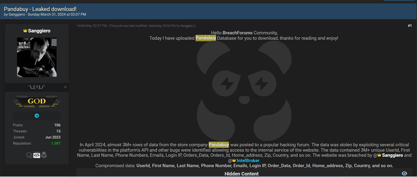 Pandabuy was extorted twice by the same threat actor