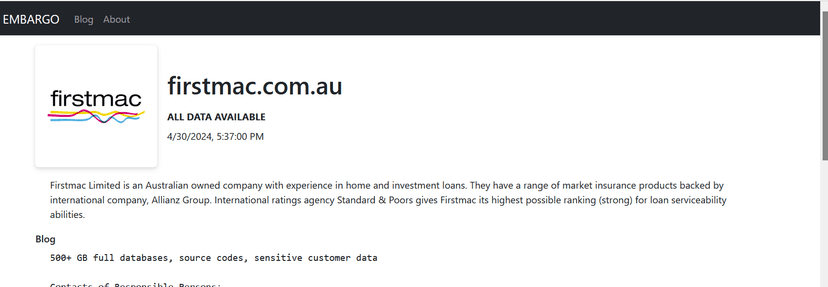 Australian Firstmac Limited disclosed a data breach after cyber attack