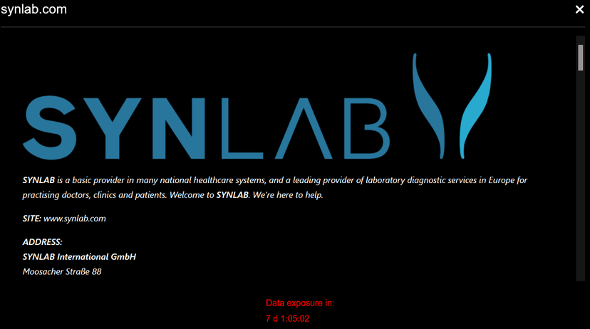 Blackbasta gang claimed responsibility for Synlab Italia attack