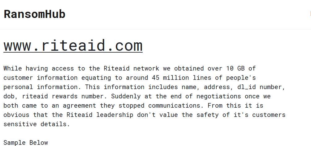 Rite Aid ransomware