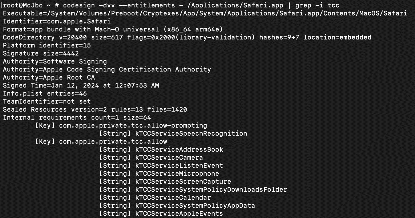 Transparency, Consent, and Control (TCC) framework on macOS