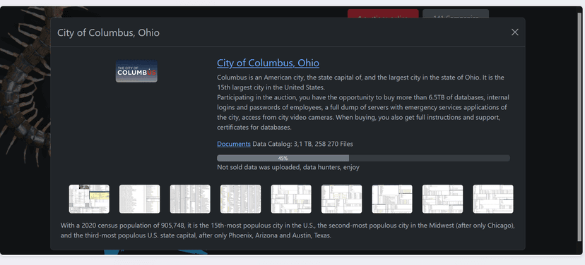 July 2024 ransomware attack on the City of Columbus impacted 500,000 people