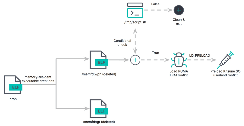 PUMAKIT, a sophisticated rootkit that uses advanced stealth mechanisms 