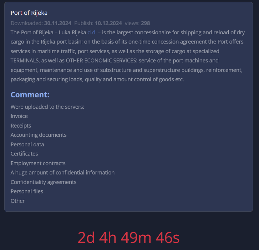 8Base ransomware group hacked Croatia’s Port of Rijeka