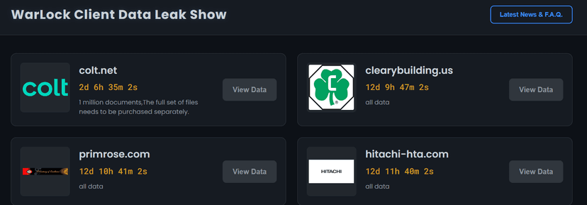 Colt Discloses Breach After Warlock Ransomware Group Puts Files Up for Sale