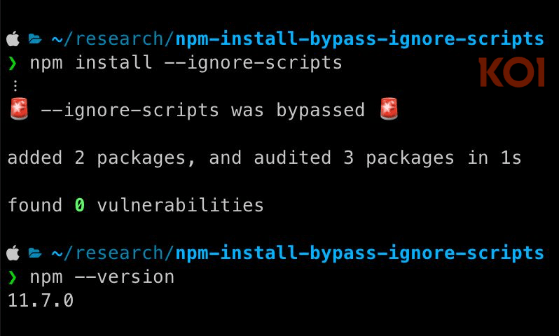 PackageGate package bypassing the security flag --ignore-scripts
