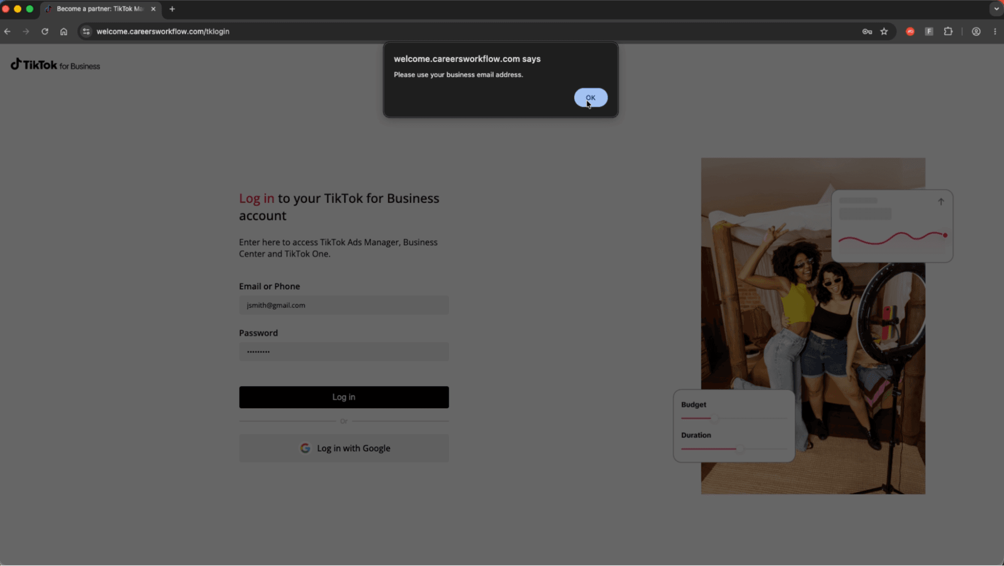 TikTok phishing