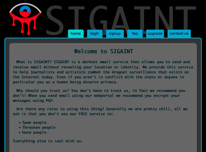 Dark Web Email Service SIGAINT hacked by the Intelligence