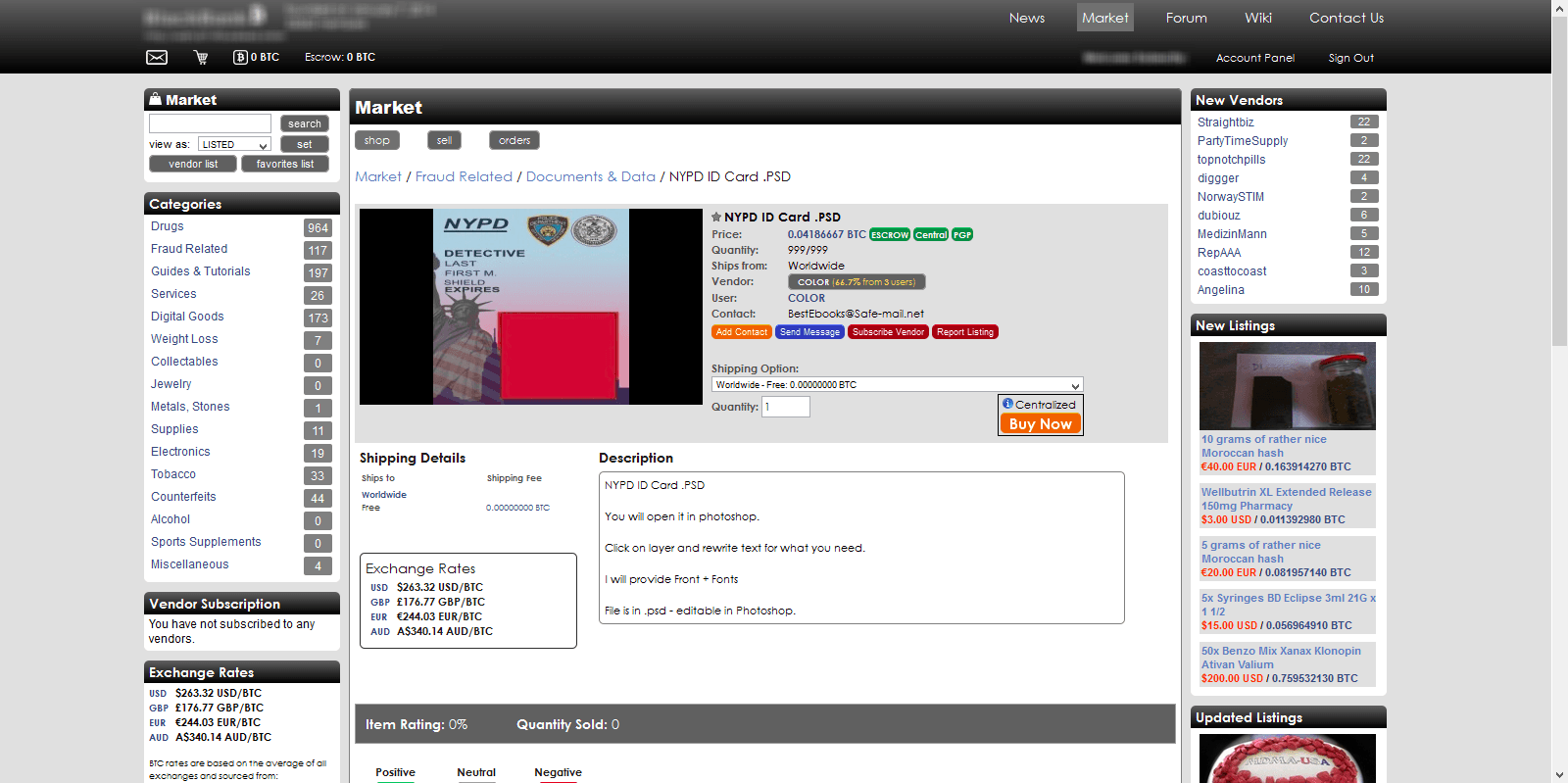 Fake NYPD Badges available for sale on dark web
