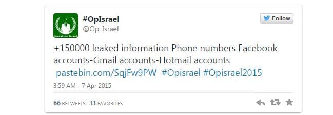 Anonymous collective hit Israel as part of opIsrael 2015