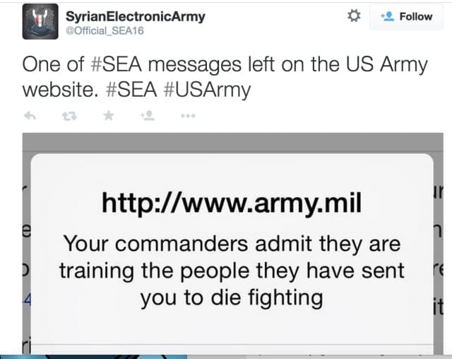 SEA – Syrian Electronic Army defaced the US Army website