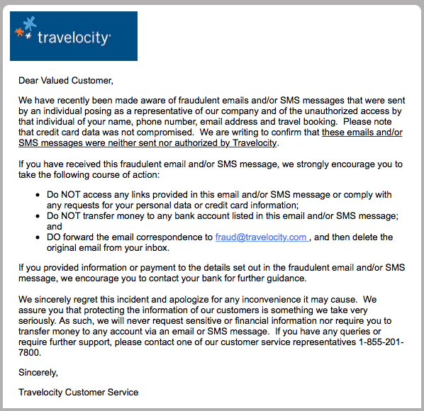 Popular travel websites warn Customers of Phishing scam