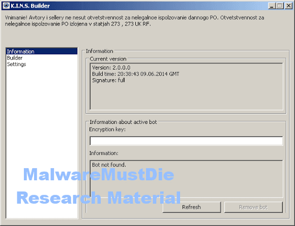 KINS Malware Builder Leaked on numerous crime forums