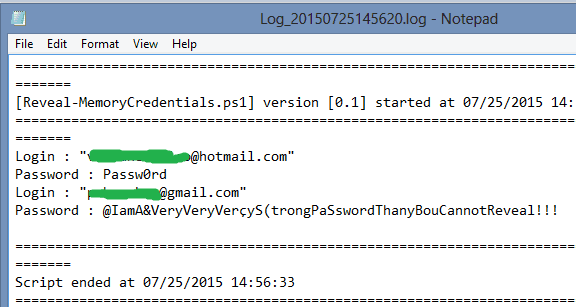 PowerMemory, how to extract credentials present in files and memory