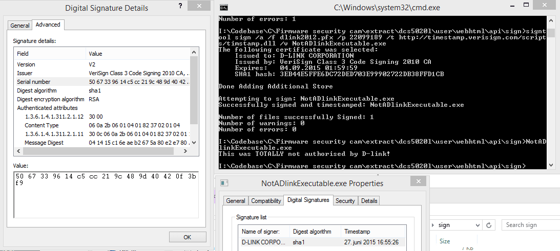 D-Link firmware accidentally includes Code Signing Keys