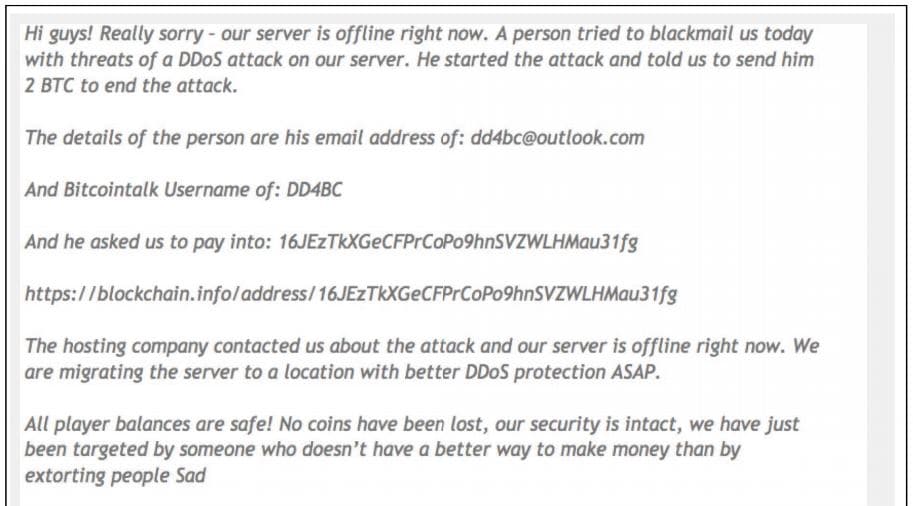 Cyber criminal crew DD4BC extorts businesses via DDoS