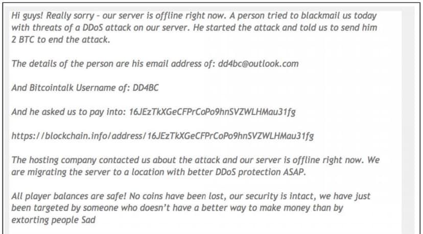 Cyber criminal crew DD4BC extorts businesses via DDoS