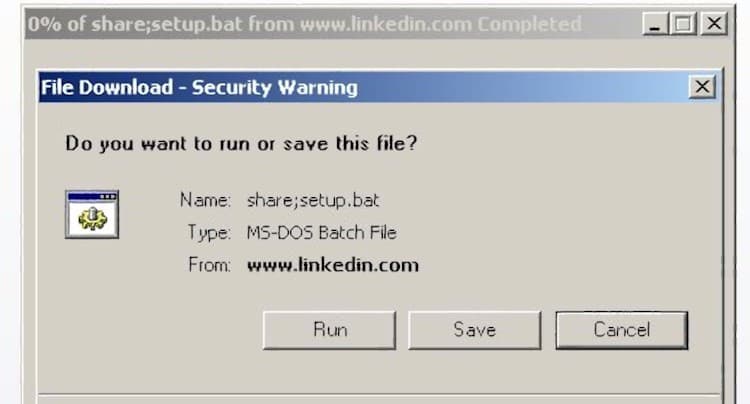 Discovered a Reflected Filename Download flaw in LinkedIn